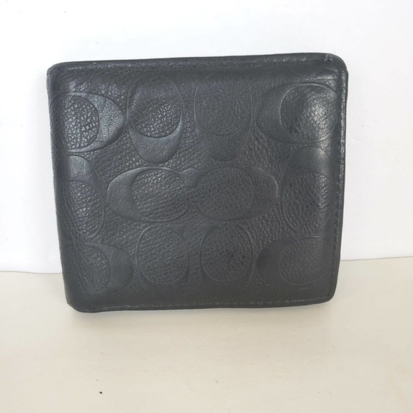Coach Other - Coach Men's Black Leather Medium Bifold Wallet Card Bill Holder Folding Signatur